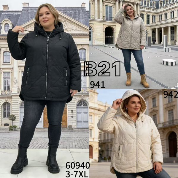 Kurtki damskie cienki Roz 3XL-7XL, 1 Kolor Paczka 5 szt